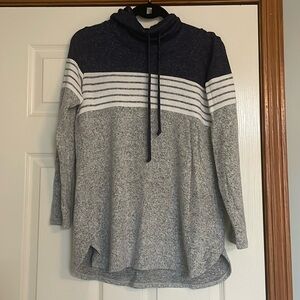 Market and Spruce Cowl Neck Brushed Sweatshirt, Light Grey, size Medium